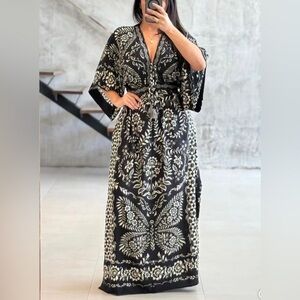 FARM Rio Black and White Butterfly Long Dress Size S